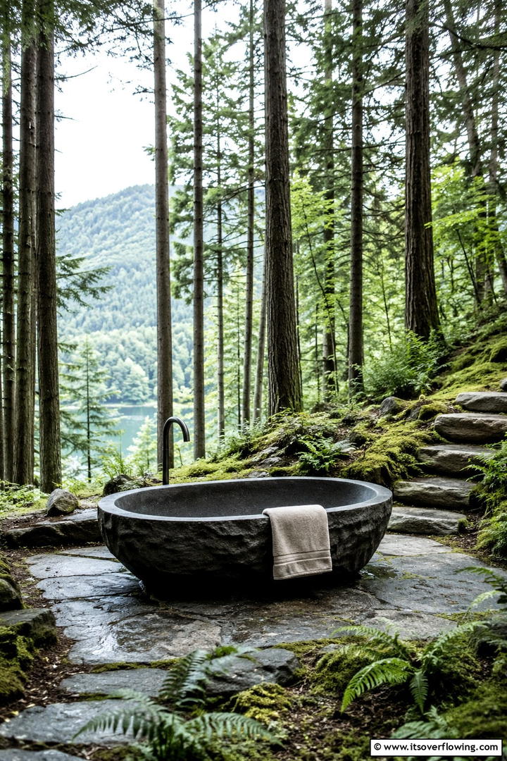 Secluded Forest Sanctuary - 30 Serene Outdoor Bathtub Ideas for a Backyard Oasis