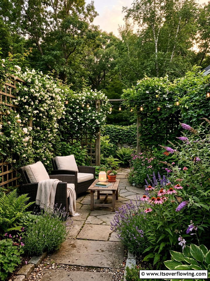 Secluded patio backyard - 25 backyard ideas with butterfly garden