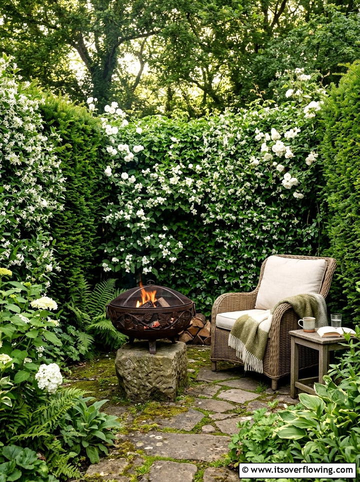 Secret Garden Nook - 25 backyard decorating ideas with tabletop fire bowls