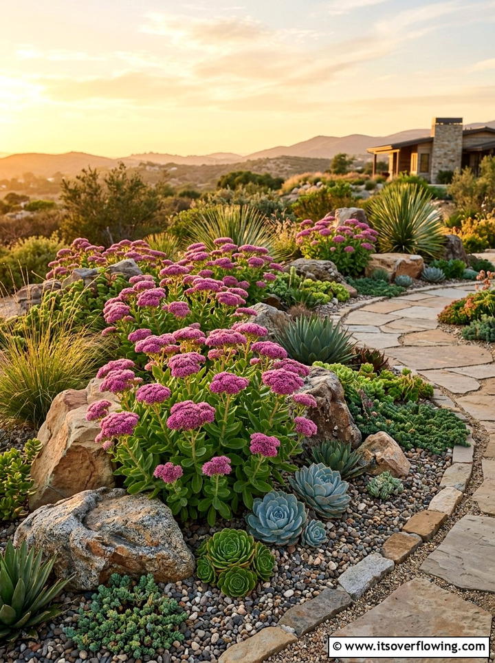 Sedum succulent garden - 25 garden ideas for clay soil