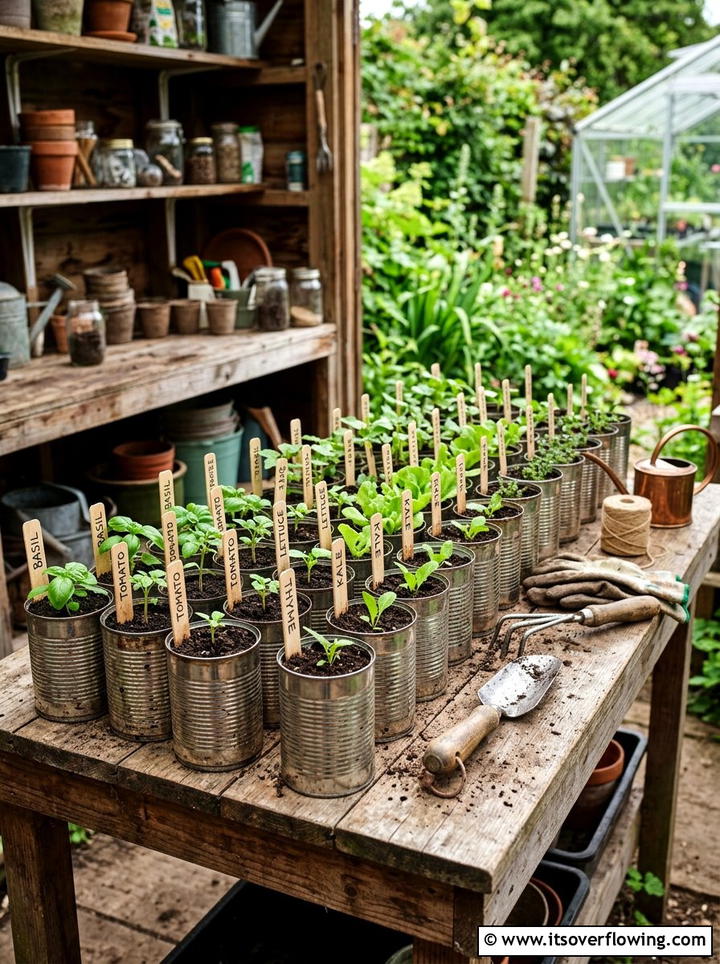 Seed starter pots from cans - 25 recycled garden ideas with aluminum cans