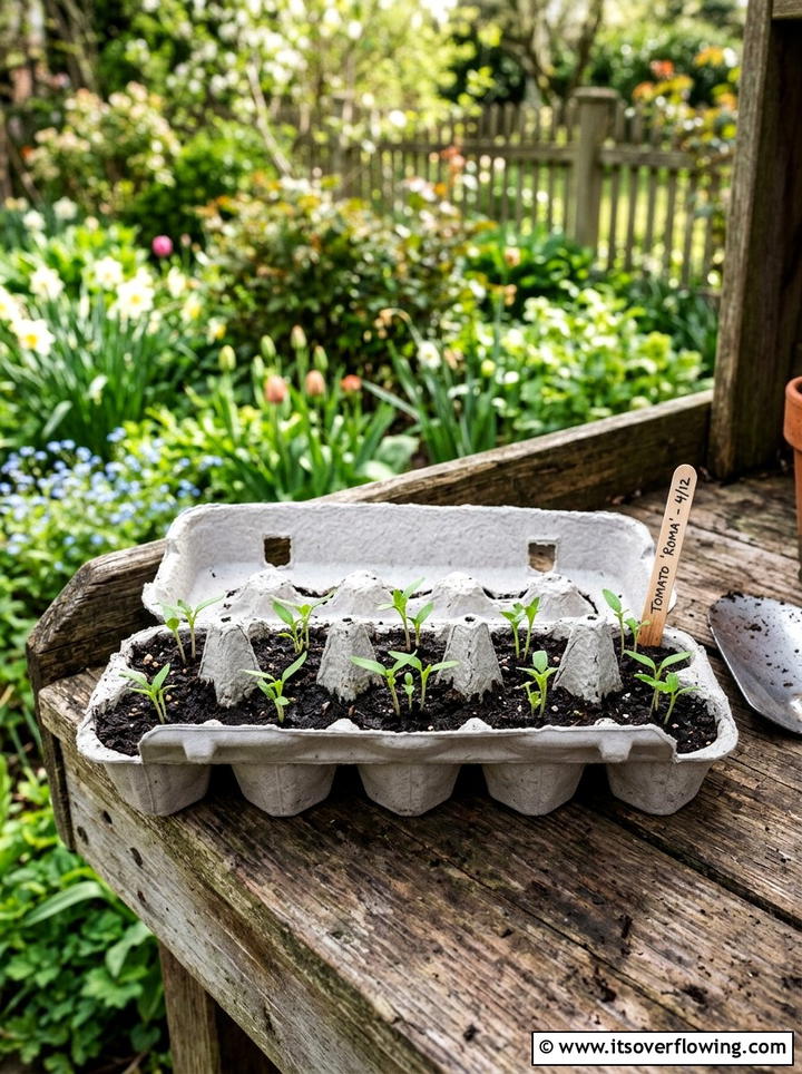 Seed starter tray - 25 recycled garden ideas with egg cartons