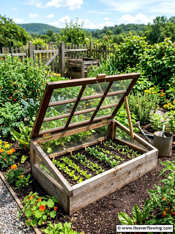 Seedling Cold Frame - 25 upcycled garden ideas with cabinet doors