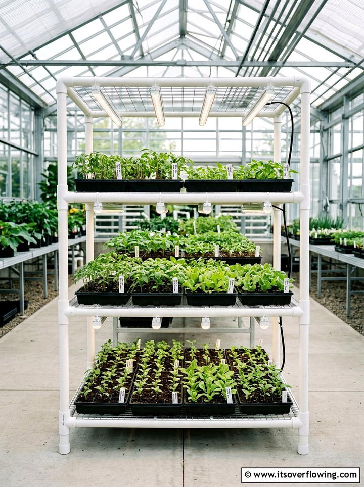 Seedling starter rack - 25 upcycled garden ideas with pvc pipes
