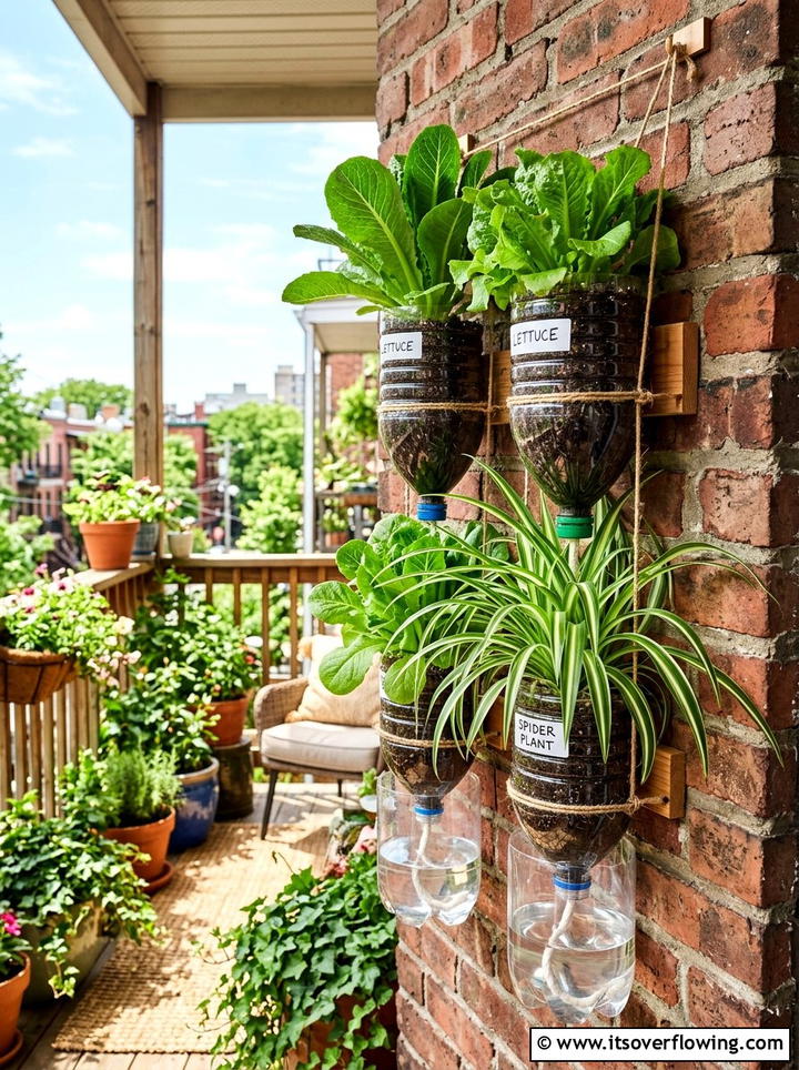 Self Watering Bottle Garden - 25 recycled garden ideas with hanging bottle planters