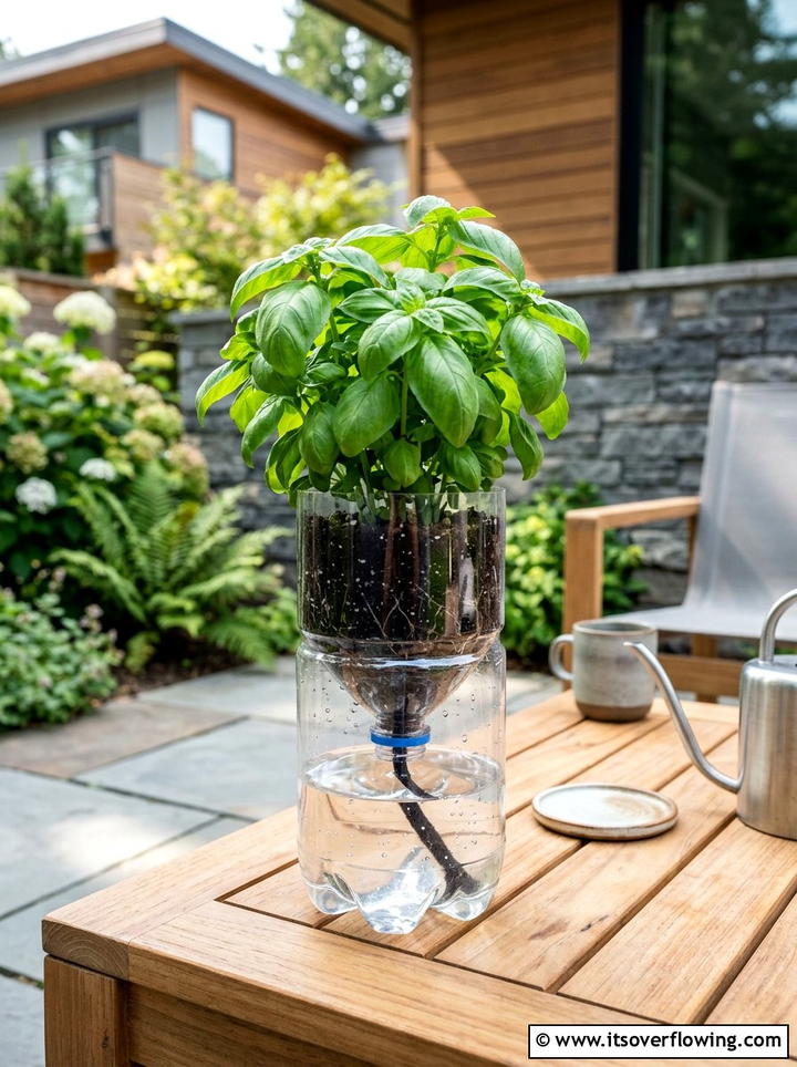 Self Watering Planter - 25 recycled garden ideas with plastic bottles