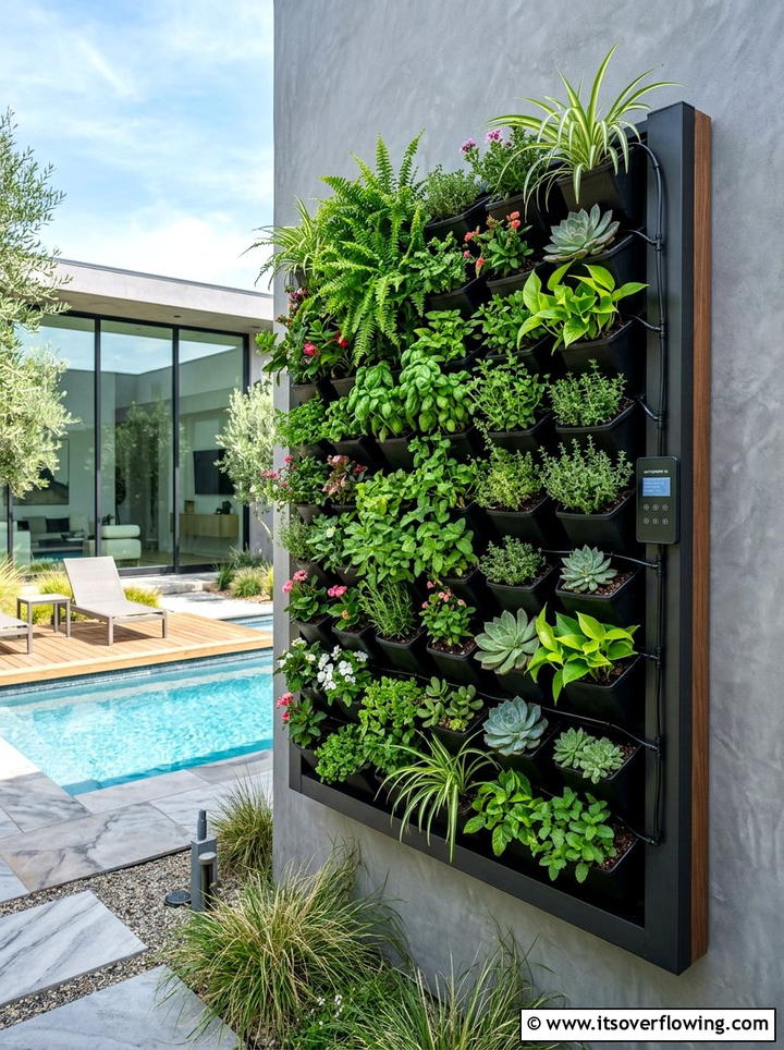 Self Watering Vertical System - 25 backyard ideas with vertical garden