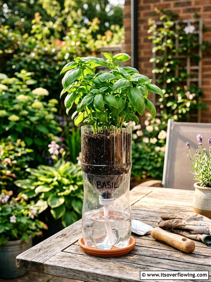 Self watering plastic bottle planter - 25 recycled garden ideas with recycled plastic projects