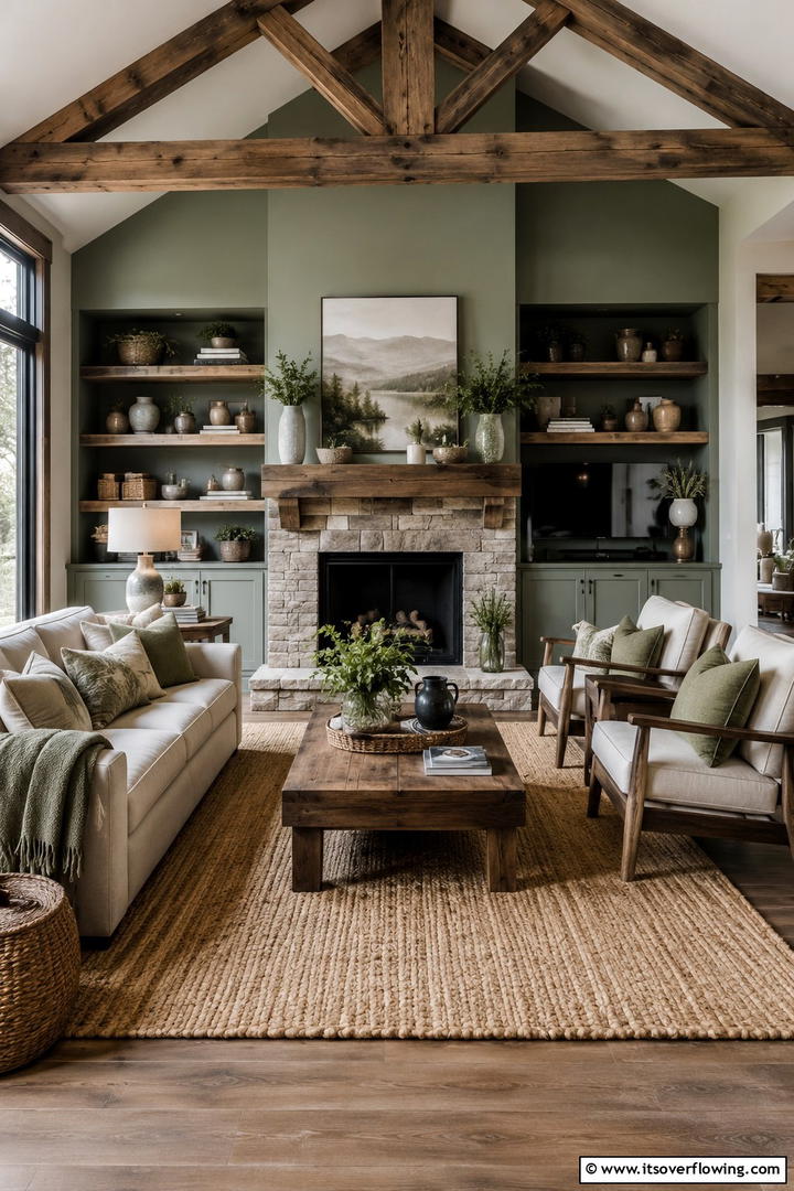 Serenity in Rustic Sage Living - 30 Rustic Sage Green Living Room Ideas for Earthy Elegance