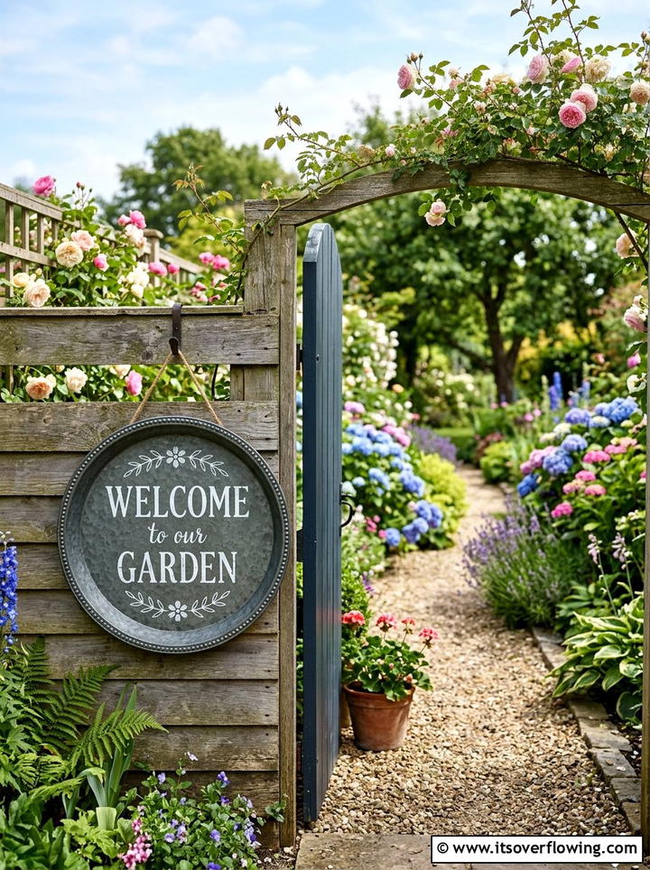 Serving Tray Garden Sign - 25 cheap garden ideas with dollar store decor