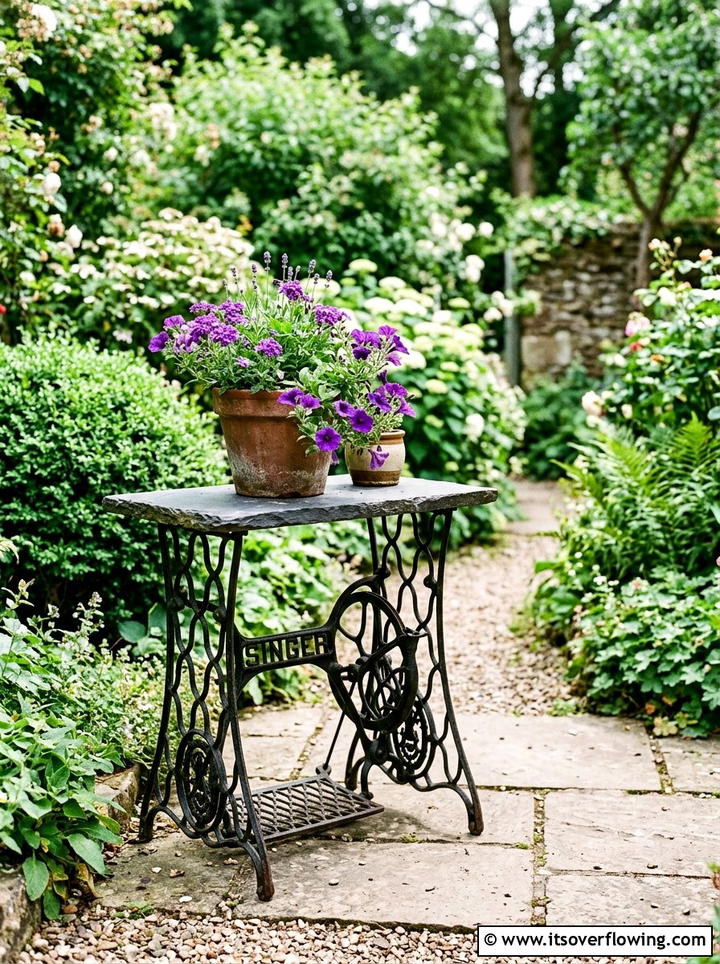 Sewing Machine Garden - 25 reusing old things ideas for front yard