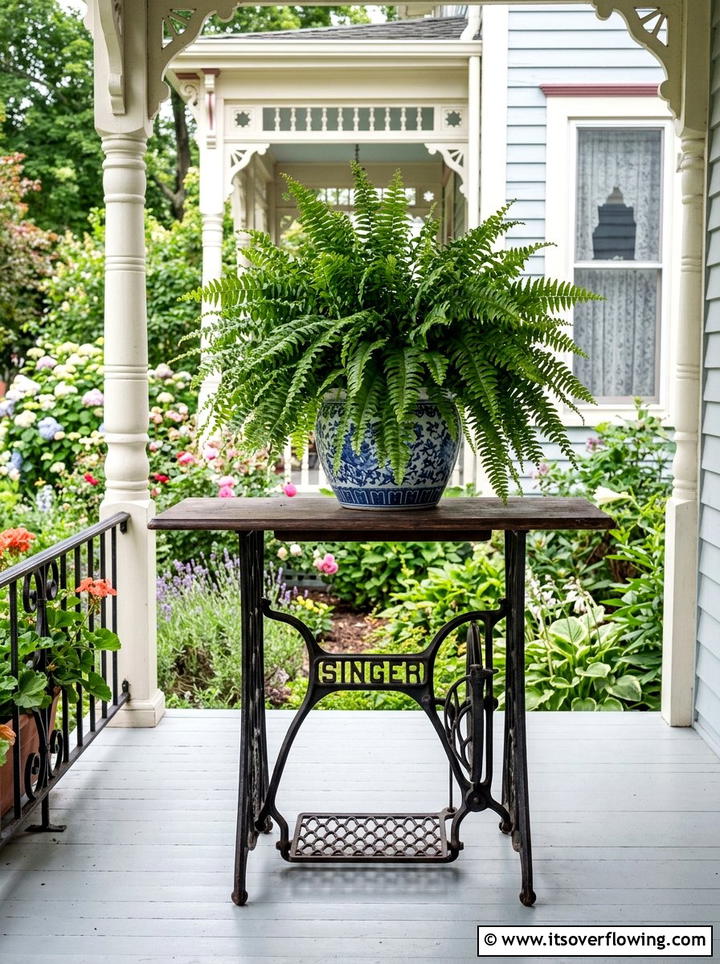 Sewing Machine Table Stand - 25 upcycled garden ideas for year round decor