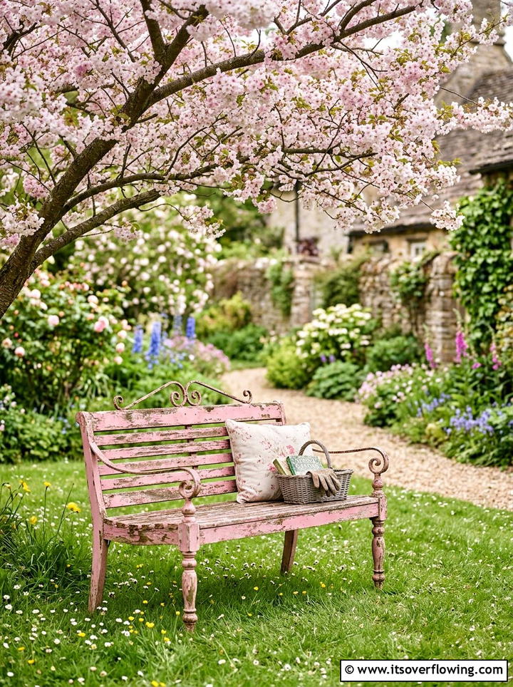 Shabby Chic Garden Bench - 25 garden ideas with old furniture