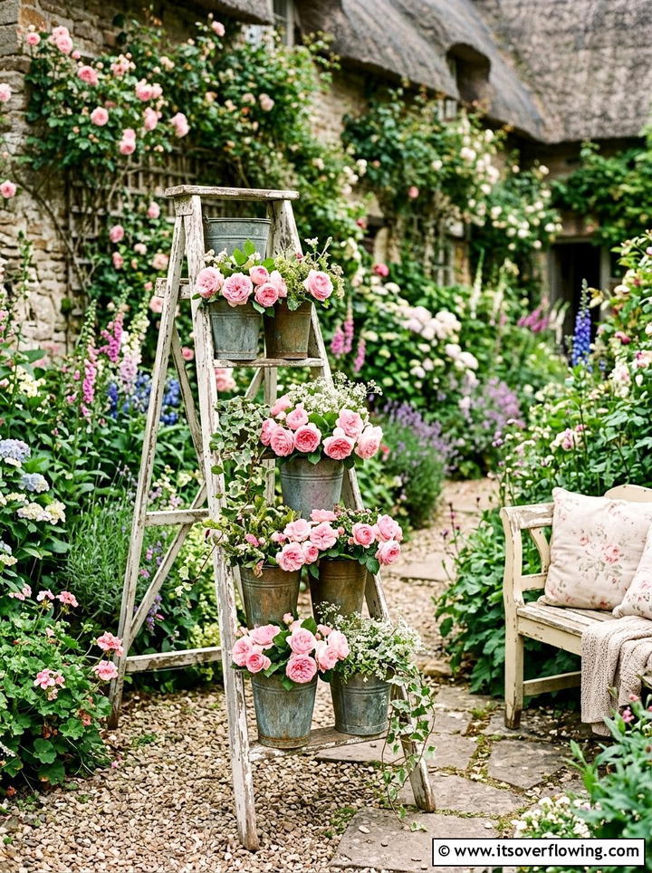 Shabby Chic Planter - 25 upcycled garden ideas with old ladders
