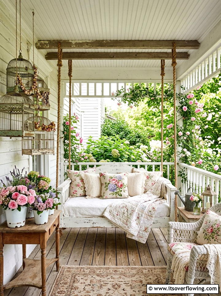 Shabby Chic Porch - 25 front porch ideas with porch bed swing
