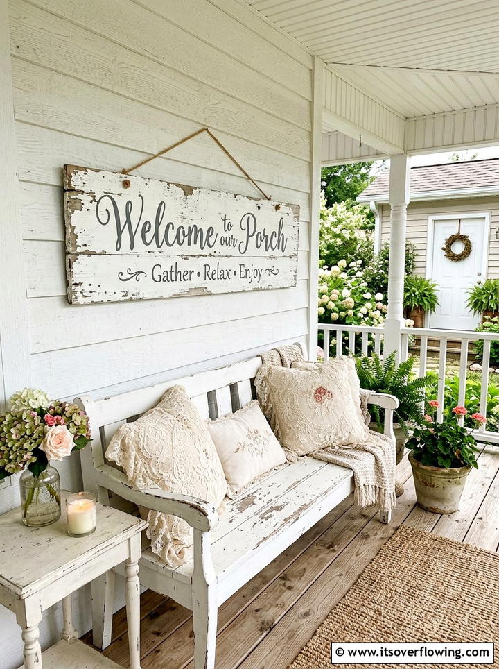 Shabby Chic Porch Sign - 25 front porch decor ideas with signs