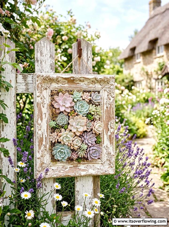 Shabby Chic Succulent Frame - 25 garden ideas with succulent frames
