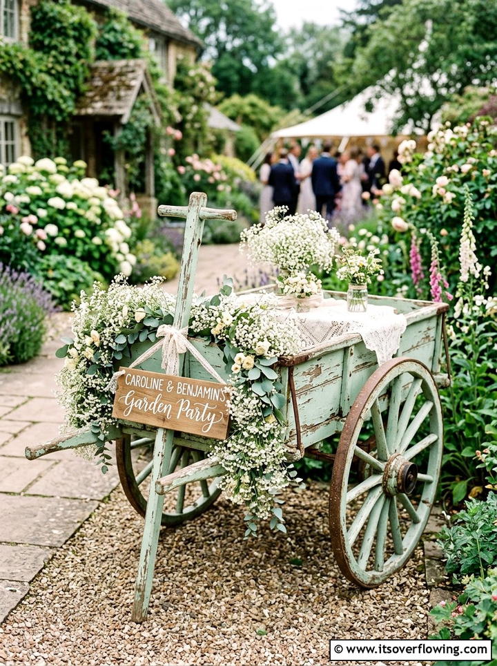 Shabby Chic Wagon - 25 garden decor ideas with wagons