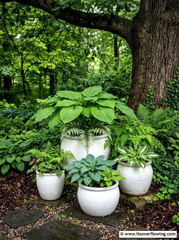 Shade Garden Pot Cluster - 25 backyard ideas with pot clusters