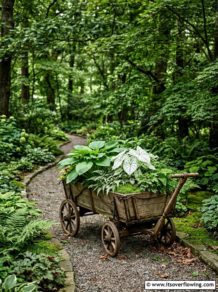 Shade Garden Wagon - 25 garden decor ideas with wagons
