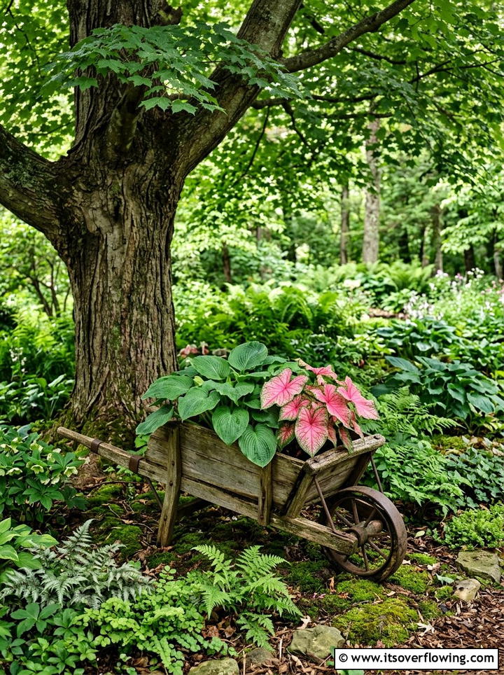 Shade Garden Wheelbarrow - 25 backyard ideas with wheelbarrow planter