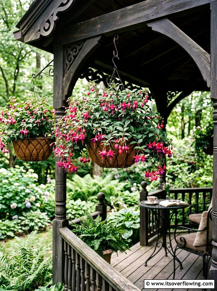 Shade Loving Fuchsia Baskets - 25 small garden ideas with hanging baskets