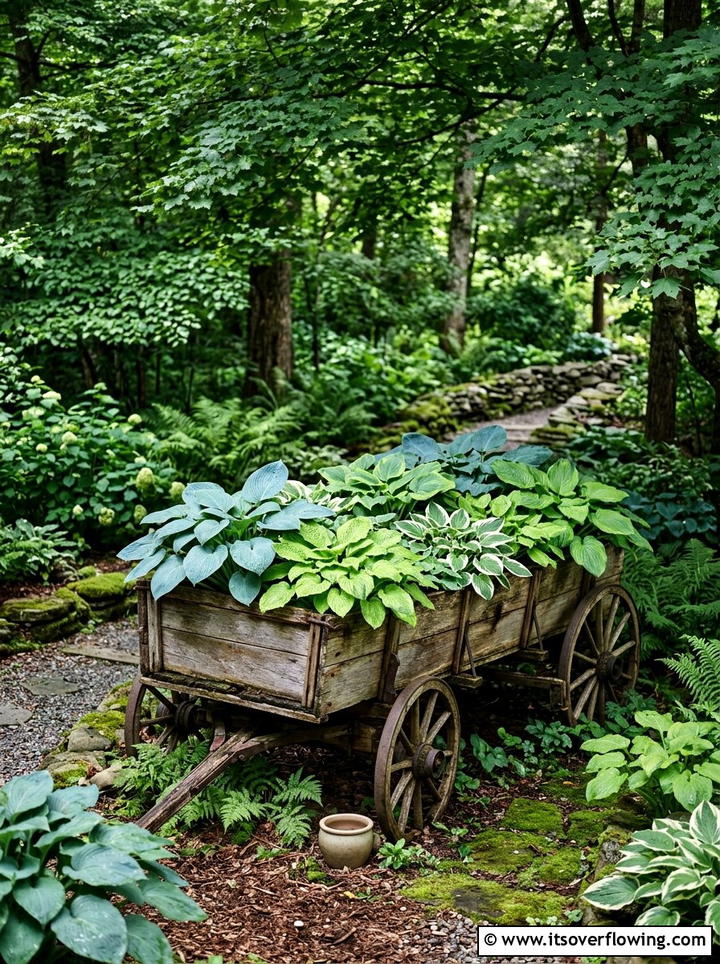 Shade Loving Hostas In Old Wagon - 25 upcycled garden ideas with old wagons