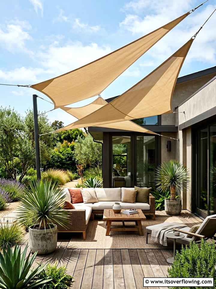 Shade Sail Patio - 25 garden decor ideas for desert gardens