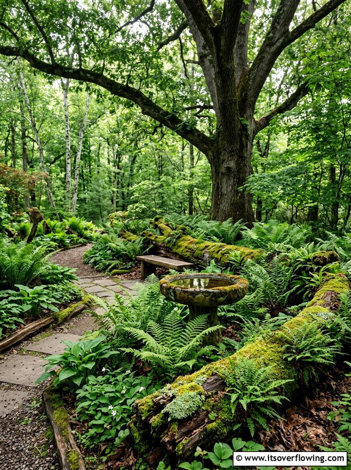 Shade fern garden - 25 creative garden ideas with no lawn design