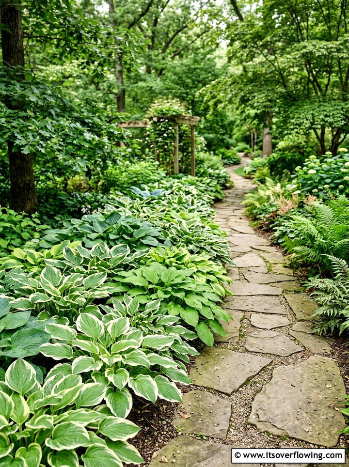 Shade garden border - 25 garden ideas with hostas