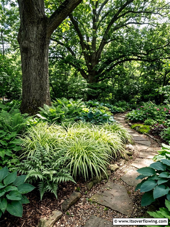 Shade garden with Japanese sedge - 25 garden ideas with ornamental grasses