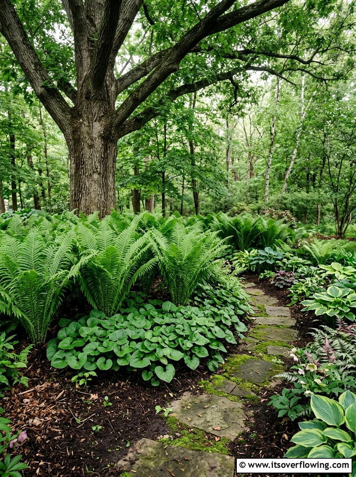 Shade garden with ferns - 25 cheap garden ideas with native plants