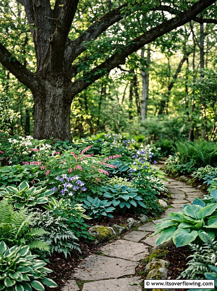 Shade garden with woodland flowers - 25 creative garden ideas with pollinator beds