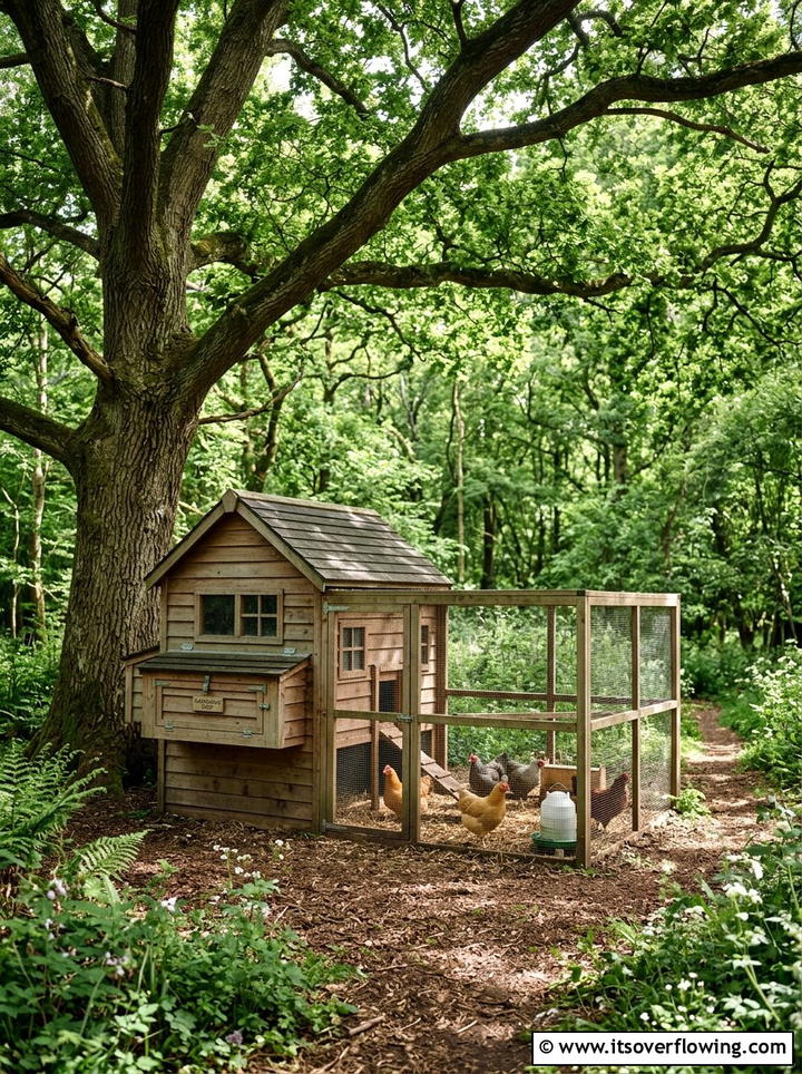Shaded Chicken Coop - 25 creative garden ideas with chicken coop gardens