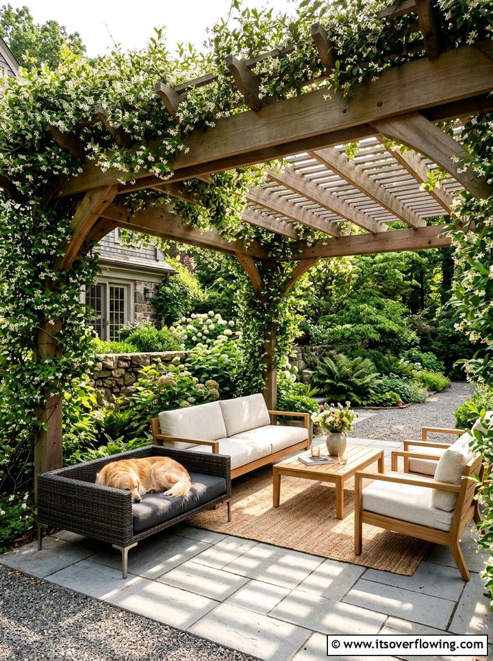 Shaded Pergola With Pet Bed - 25 backyard decorating ideas with pet friendly setup