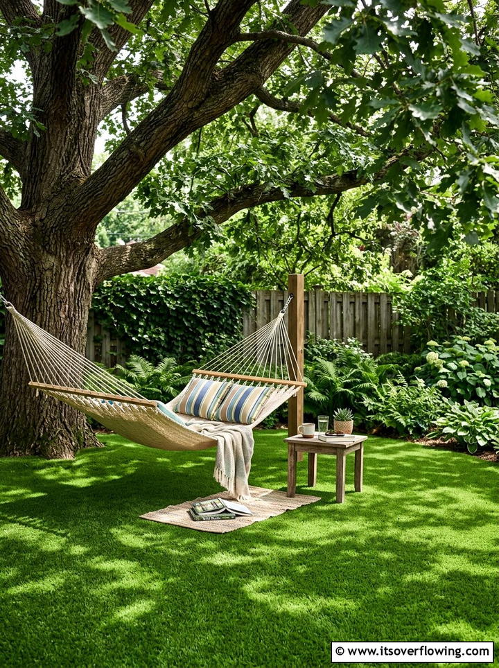 Shaded backyard turf - 25 backyard ideas with artificial turf