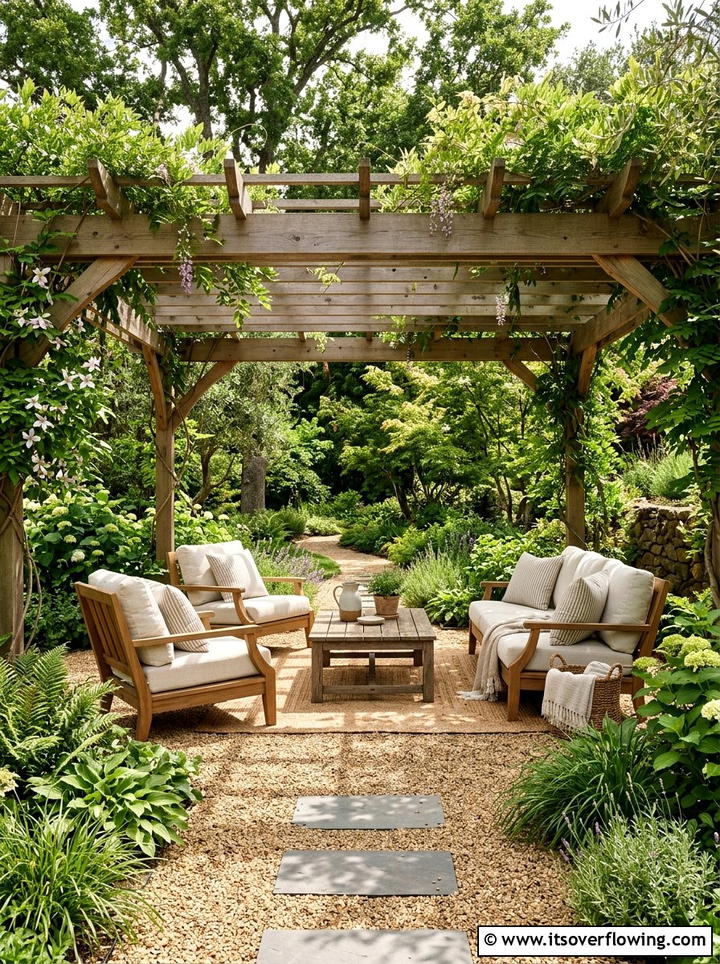 Shaded gravel area - 25 creative garden ideas with drought proof landscaping