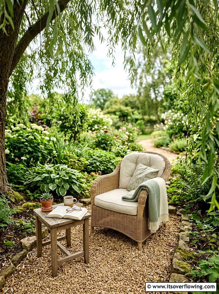 Shady Gravel Reading Nook - 25 backyard decorating ideas with gravel zones