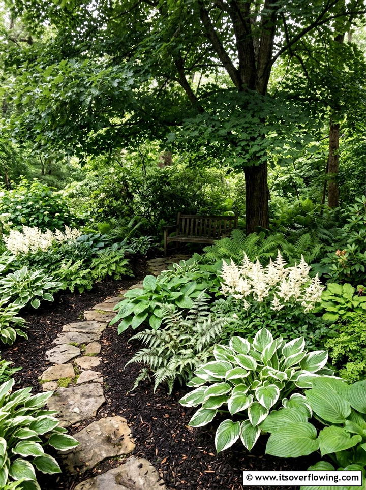 Shady corner plant bed - 25 small garden ideas with low maintenance plants