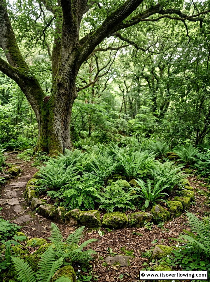 Shady fern circle - 25 creative garden ideas with mandala gardens
