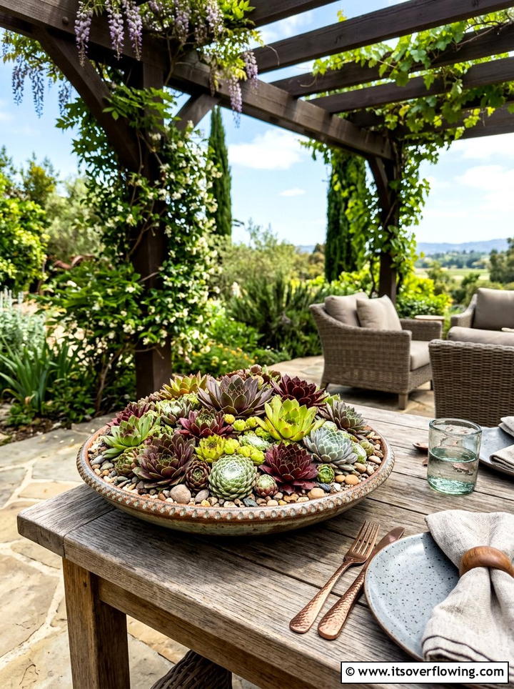 Shallow succulent bowl - 25 garden ideas with hypertufa planters