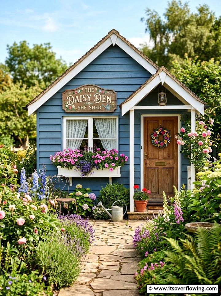 She Shed Name Sign - 25 backyard decorating ideas with signs