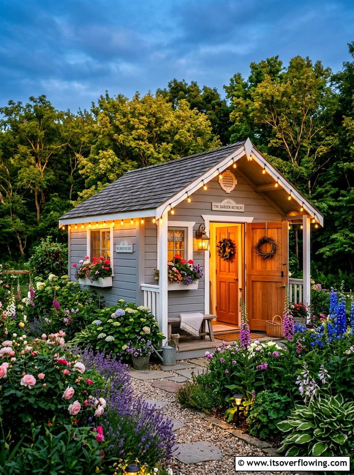 Shed accent lighting - 25 backyard decorating ideas with holiday lights