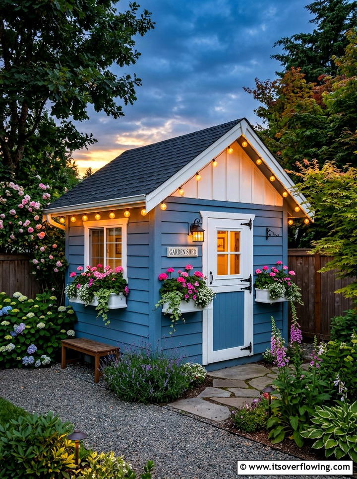 Shed exterior lights - 25 garden ideas with string lights