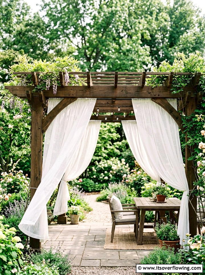 Sheer Outdoor Curtain - 25 garden ideas for boho style