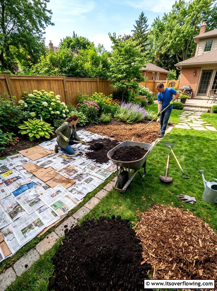Sheet mulching weed barrier - 25 recycled garden ideas with newspapers