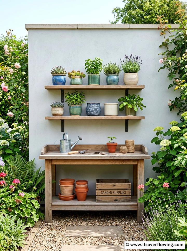 Shelf Potting Bench - 25 upcycled garden ideas with potting benches