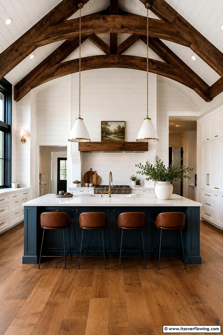 Shiplap with Exposed Beams - 30 Shiplap Backsplash Ideas to Elevate Kitchen Design