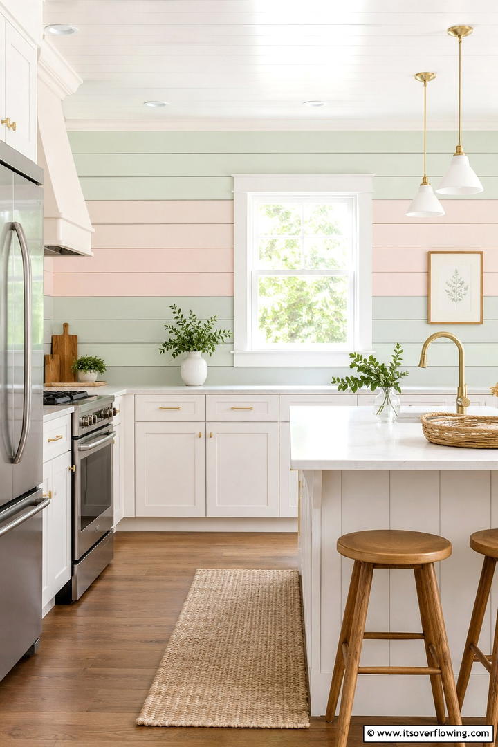 Shiplap with Soft Pastel Palette - 30 Shiplap Backsplash Ideas to Elevate Kitchen Design