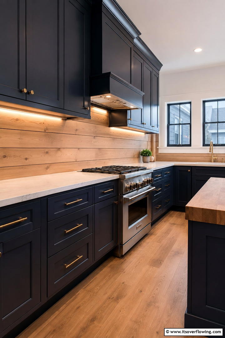 Shiplap with Under Cabinet Lighting - 30 Shiplap Backsplash Ideas to Elevate Kitchen Design